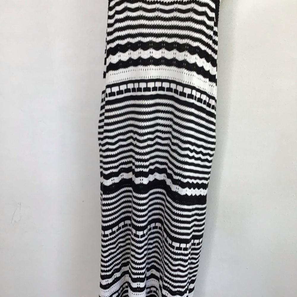 Joie Women Elegant Black White Monochrome Striped Knit Crochet Maxi Dress XL - Picture 5 of 11
